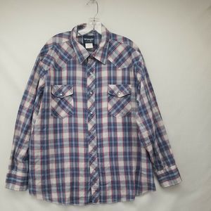 WRANGLER WESTERN SHIRT MEN'S XXL PEARL SNAP LONG SLEEVE DUAL POCKETS